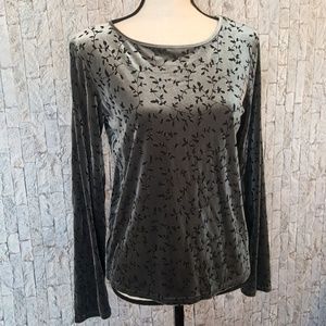 Velvet Siver/Gray Floral Vine Long Sleeve
